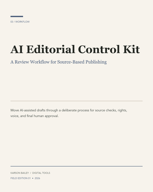 AI Editorial Control Kit cover in cream and slate blue