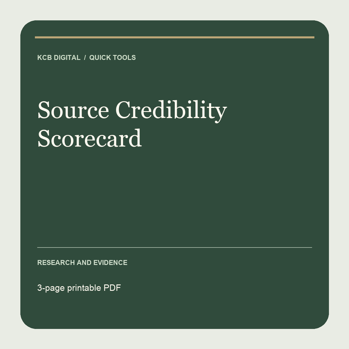 Source Credibility Scorecard digital worksheet cover